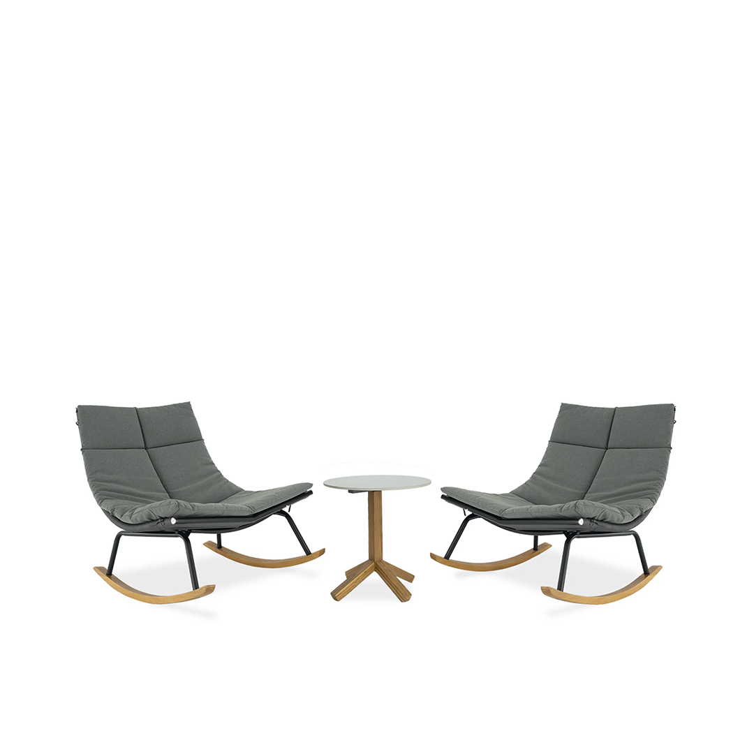 Set of Two Rocking Chairs with Table