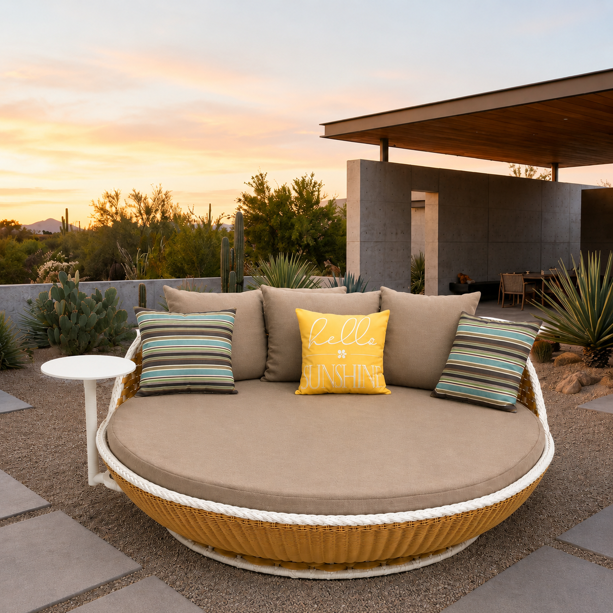 Round Daybed with Side Table