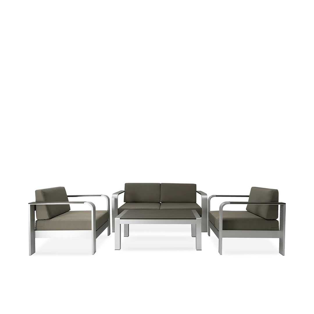 Outdoor Lounge Set with 2 armchairs, 1 sofa and coffee table
