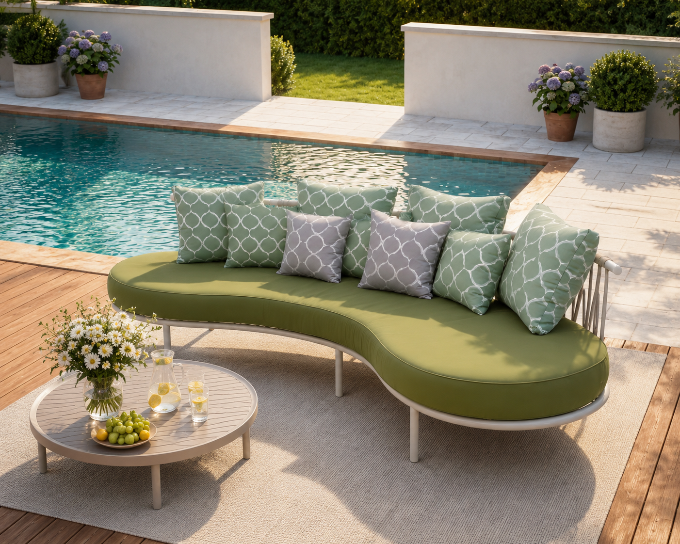 Wide Aluminum Outdoor Curved 1 Sofa