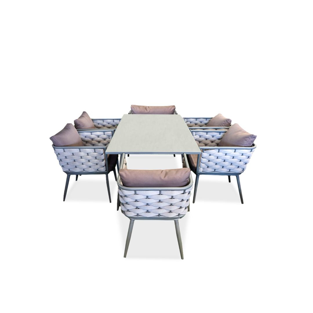 Grey aluminium dining set for 6