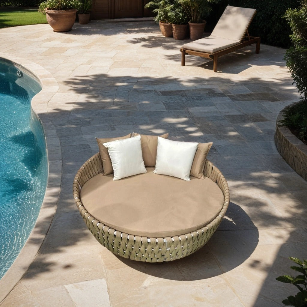 Outdoor Round beige Sunbed
