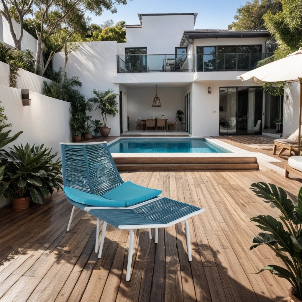 Blue chaise lounge