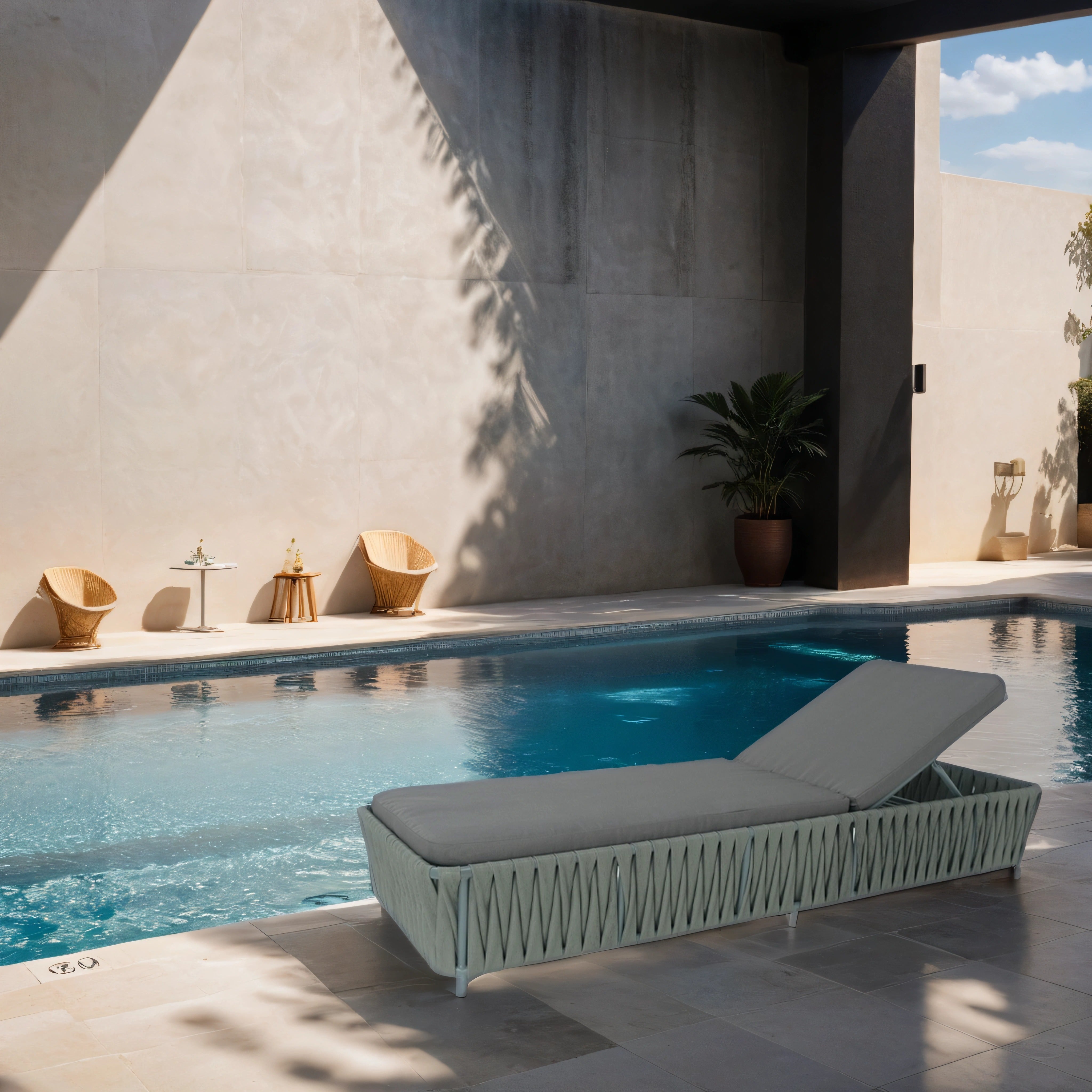 Modern Rattan & Metal Outdoor Patio Dark Gray sunbed