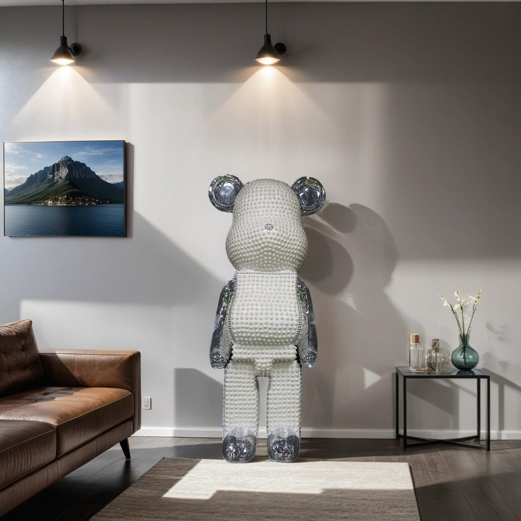 Money Box/ Piggy Bank/ Disco and Pearl Bear Statue/ Unique Decor