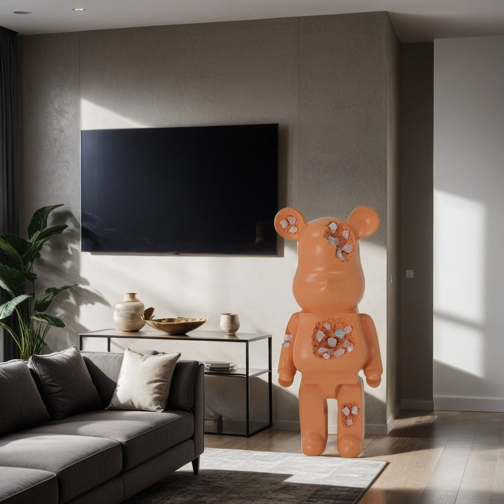 Money Box/ Piggy Bank/ Orange Bear Statue/ Unique Decor