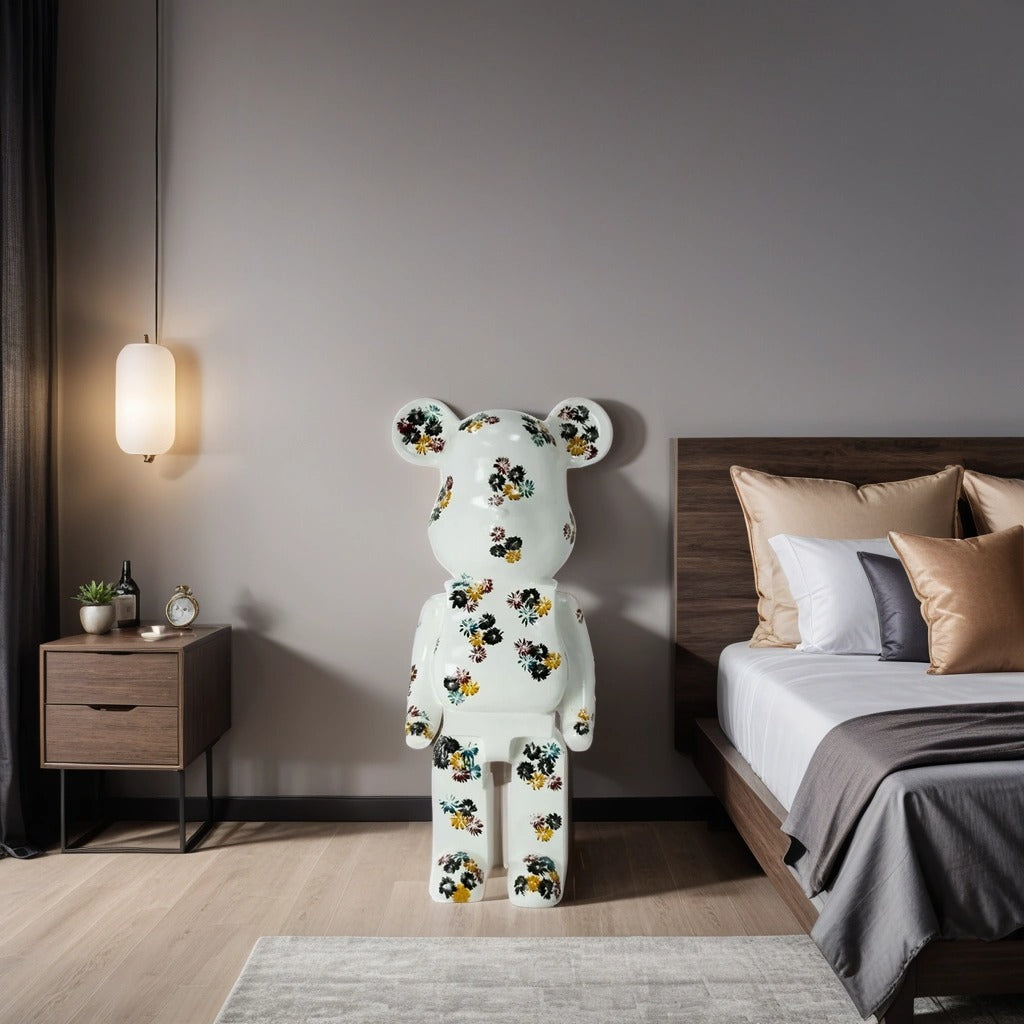 Money Box/ Piggy Bank/ Bear with flowers Statue/ Unique Decor