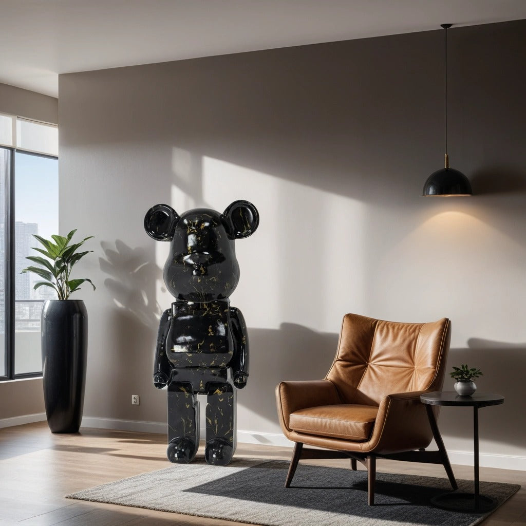 Money Box/ Piggy Bank/ Black and Gold Bear Statue/ Unique Decor