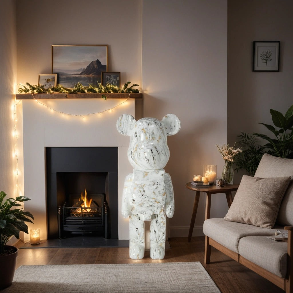 Money Box/ Piggy Bank/ White and Gold Bear Statue/ Unique Decor