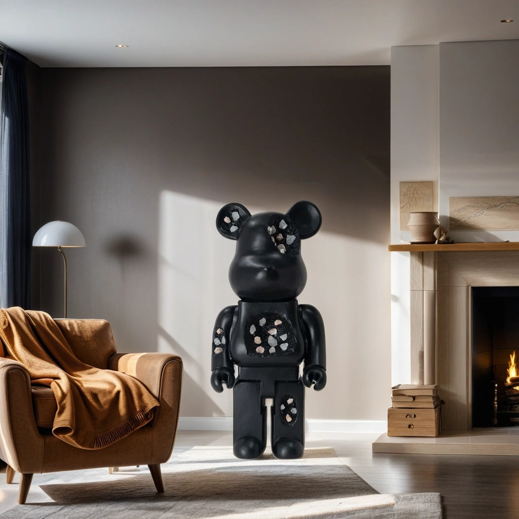 Money Box/ Piggy Bank/ Black Bear with crystals Statue/ Unique Decor