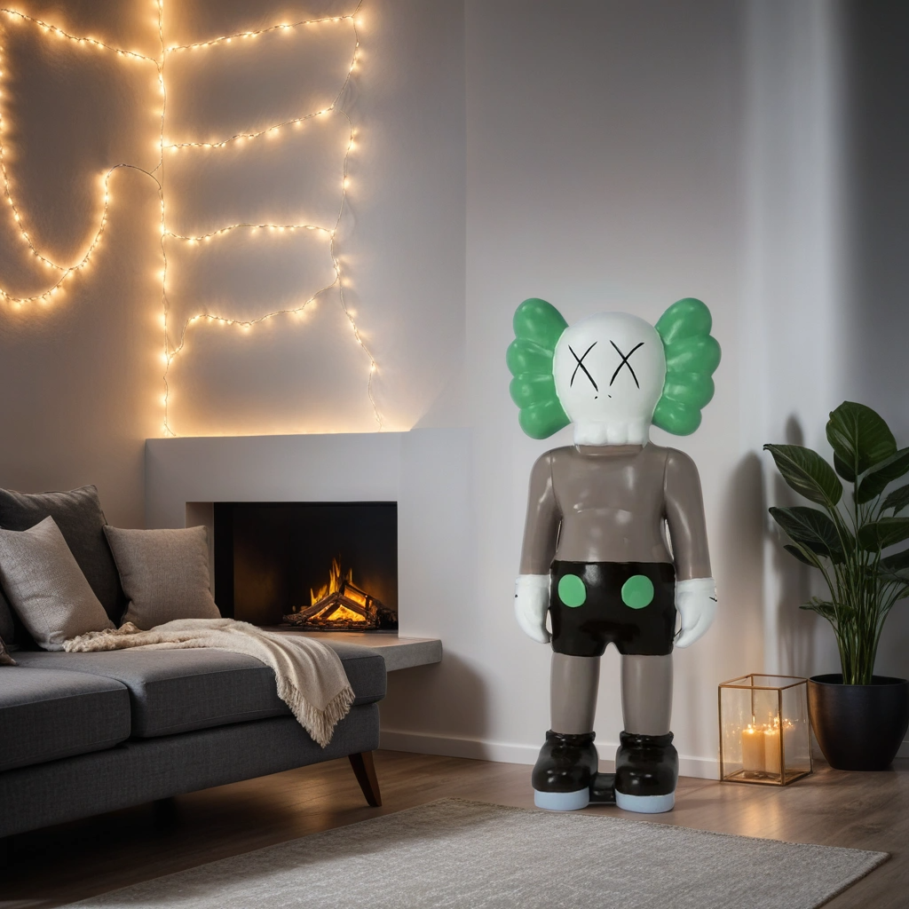 Decorative Statue, Grey and Green Statue/ Unique Decor