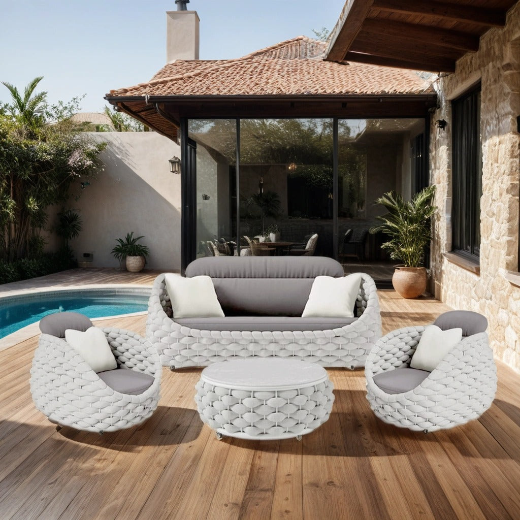 Woven Rope Grey Outdoor Lounge Set