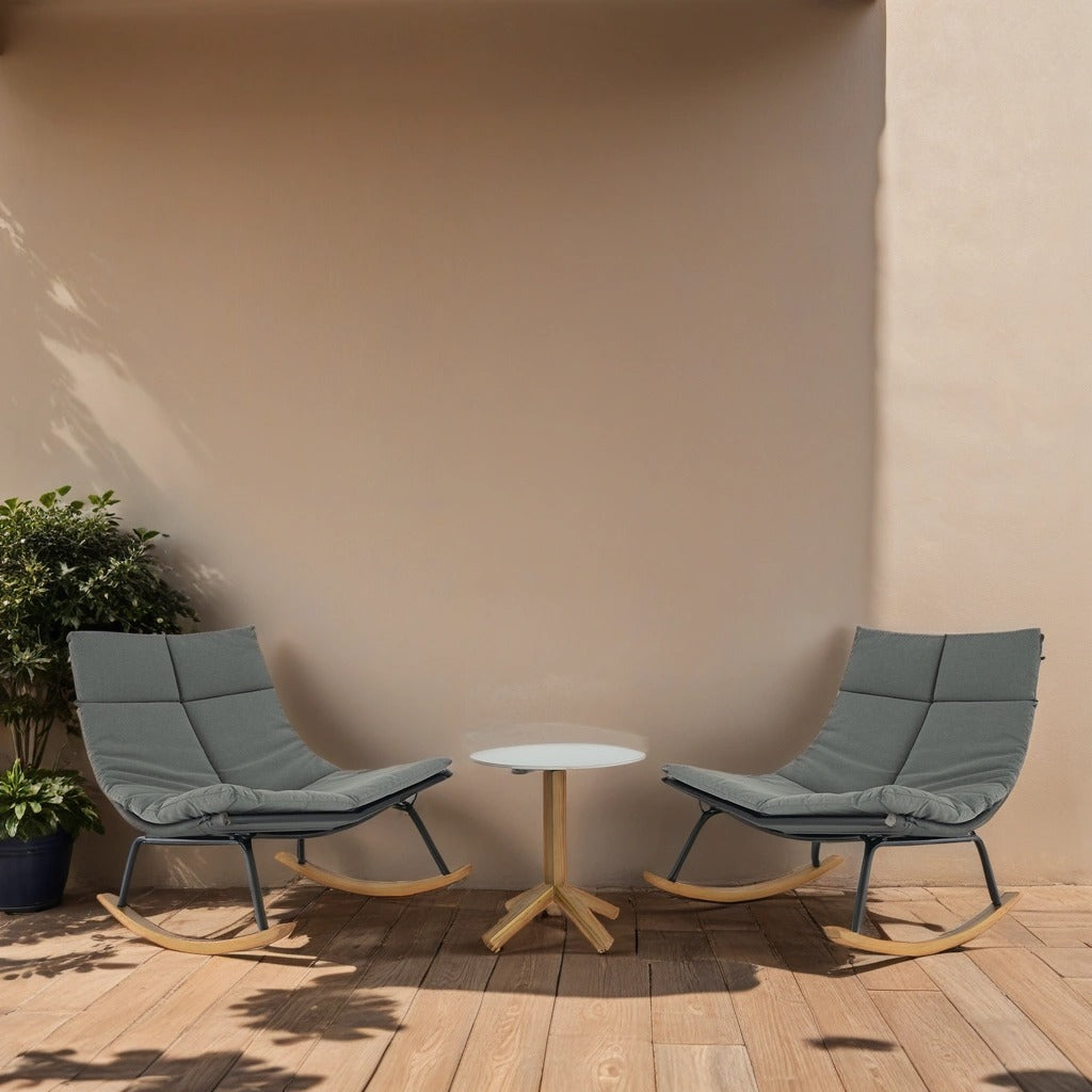 Set of Two Rocking Chairs with Table