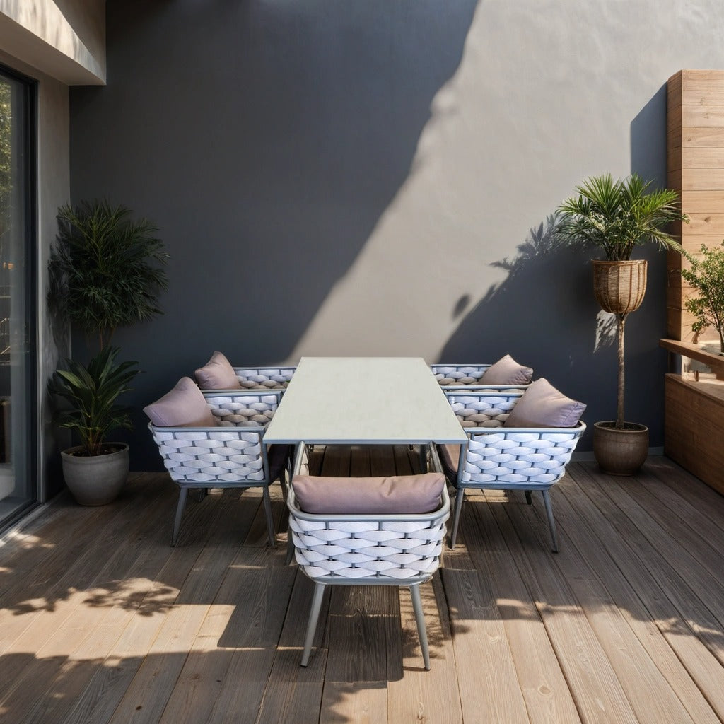 Grey aluminium dining set for 6