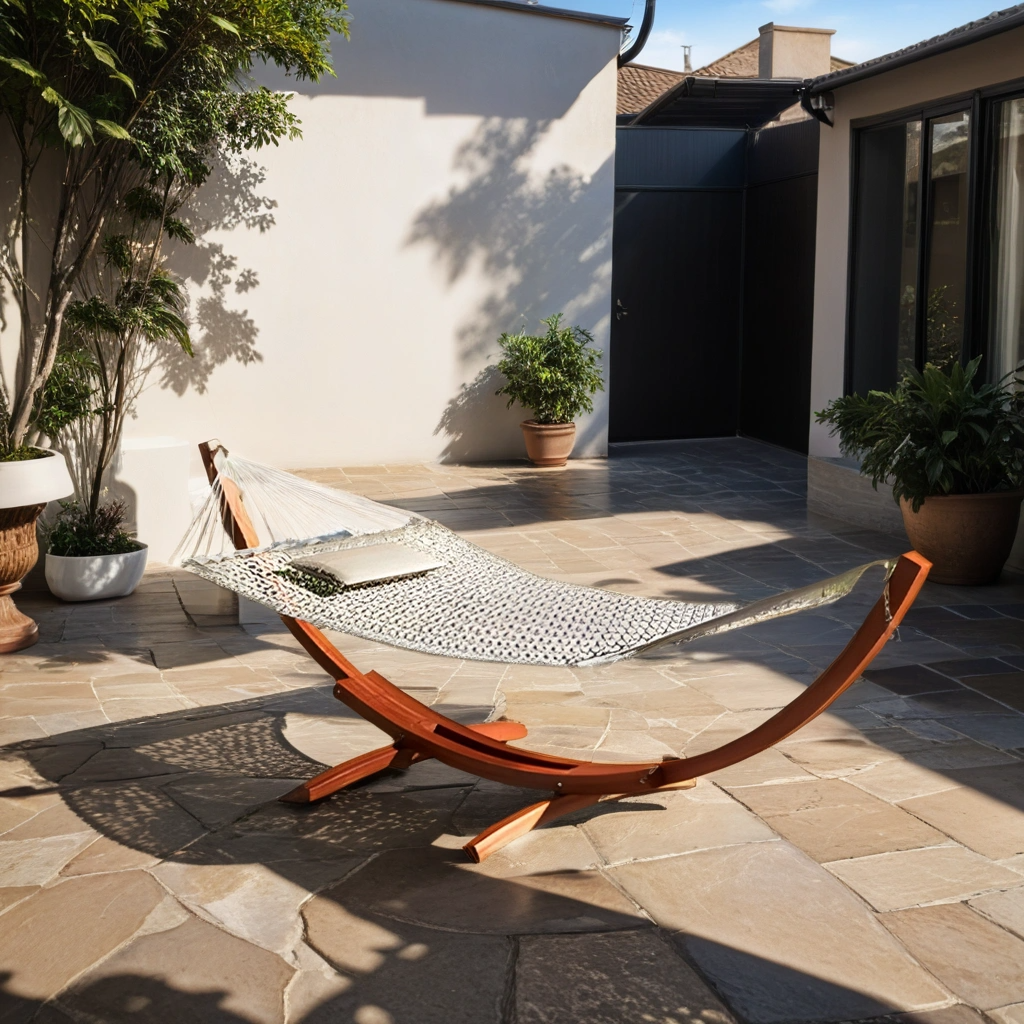 Double Spreader Bar Hammock with Wood Stand