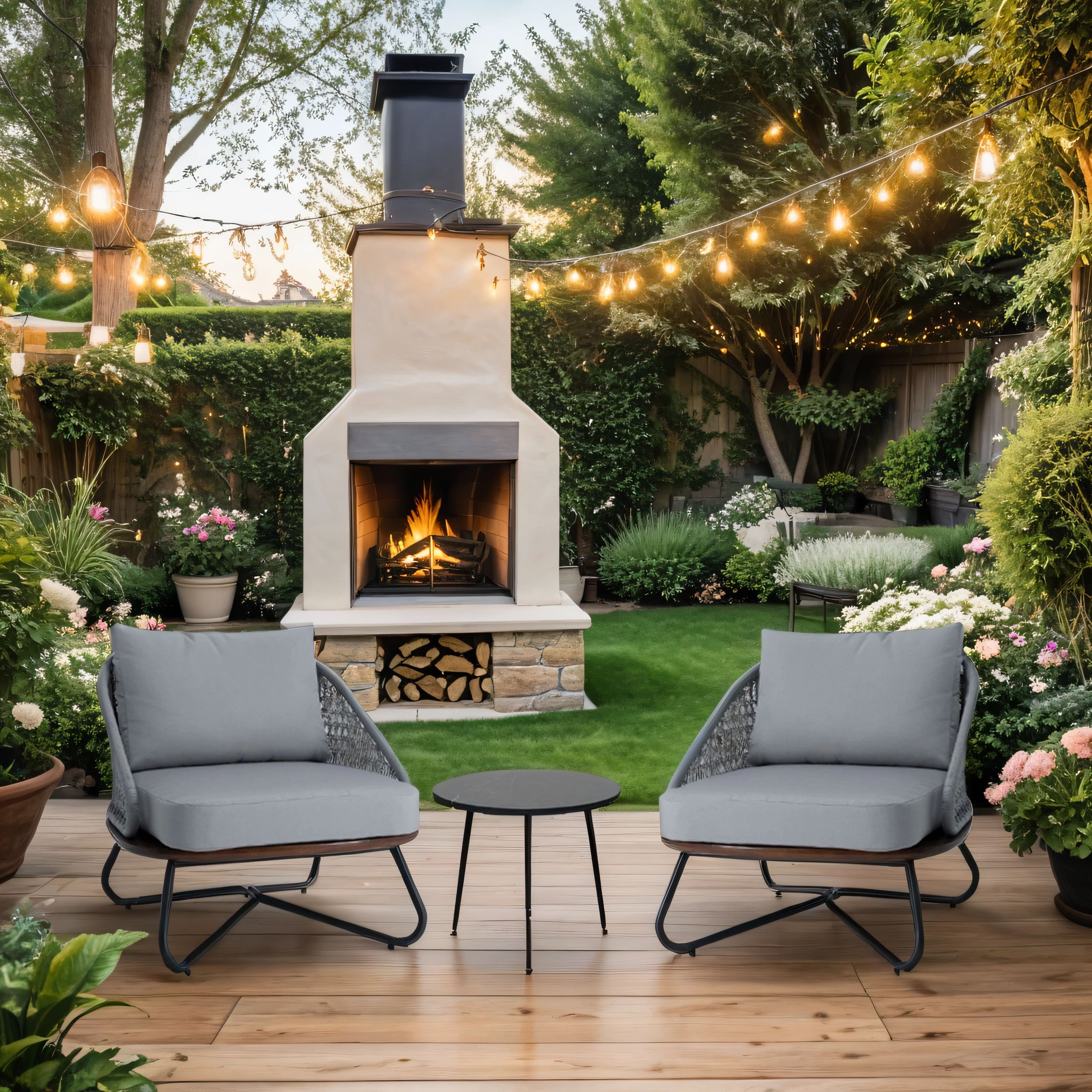 Aluminium and Wood Lounge set for 2