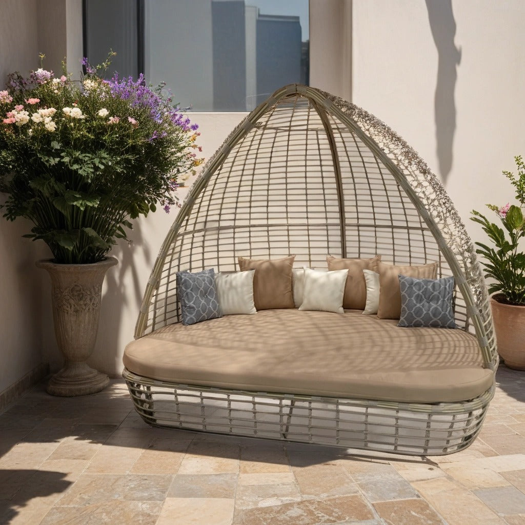 Beige daybed with cushions