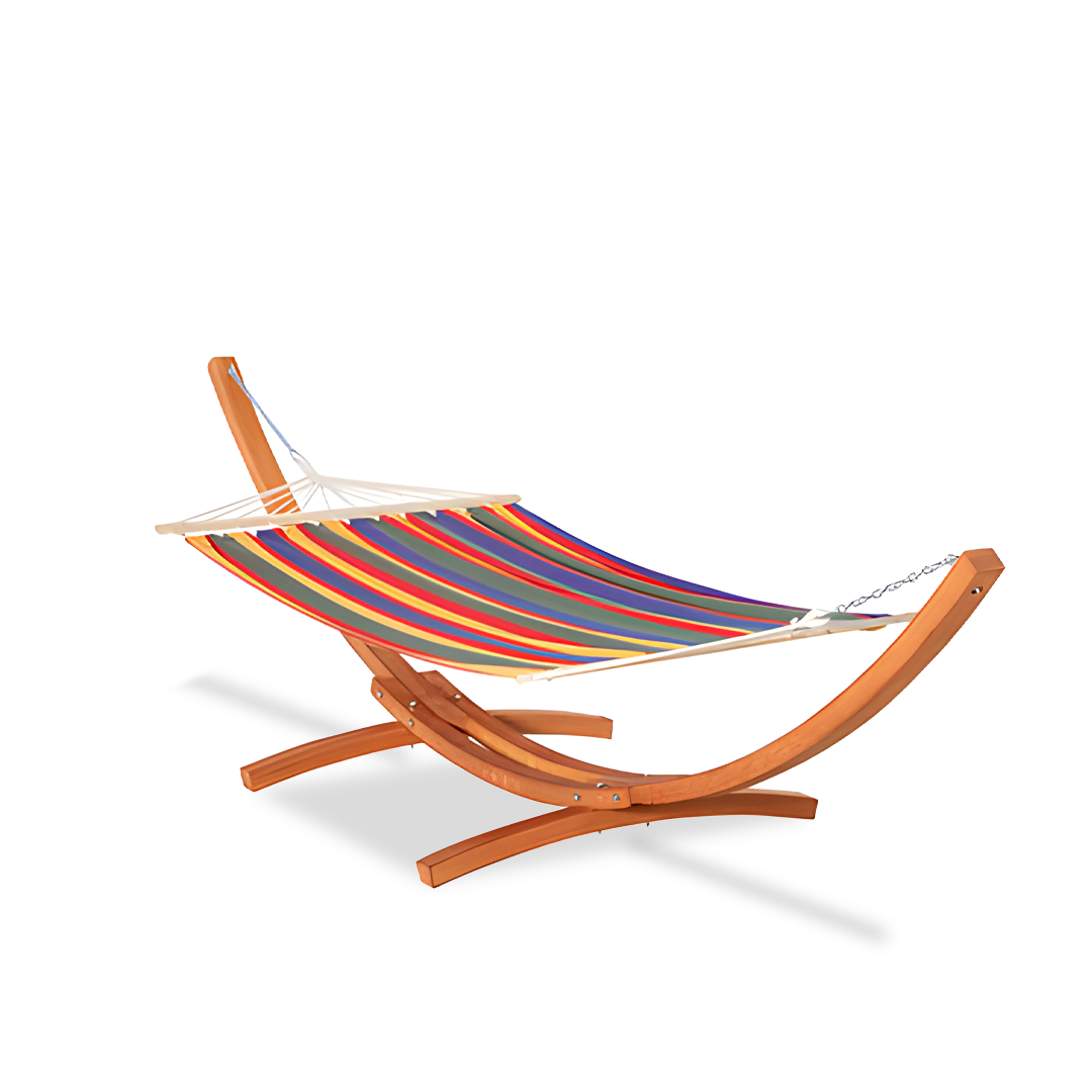 1-Person Hammock with Stand Set for Outside & Inside, Multi-colored Stripes