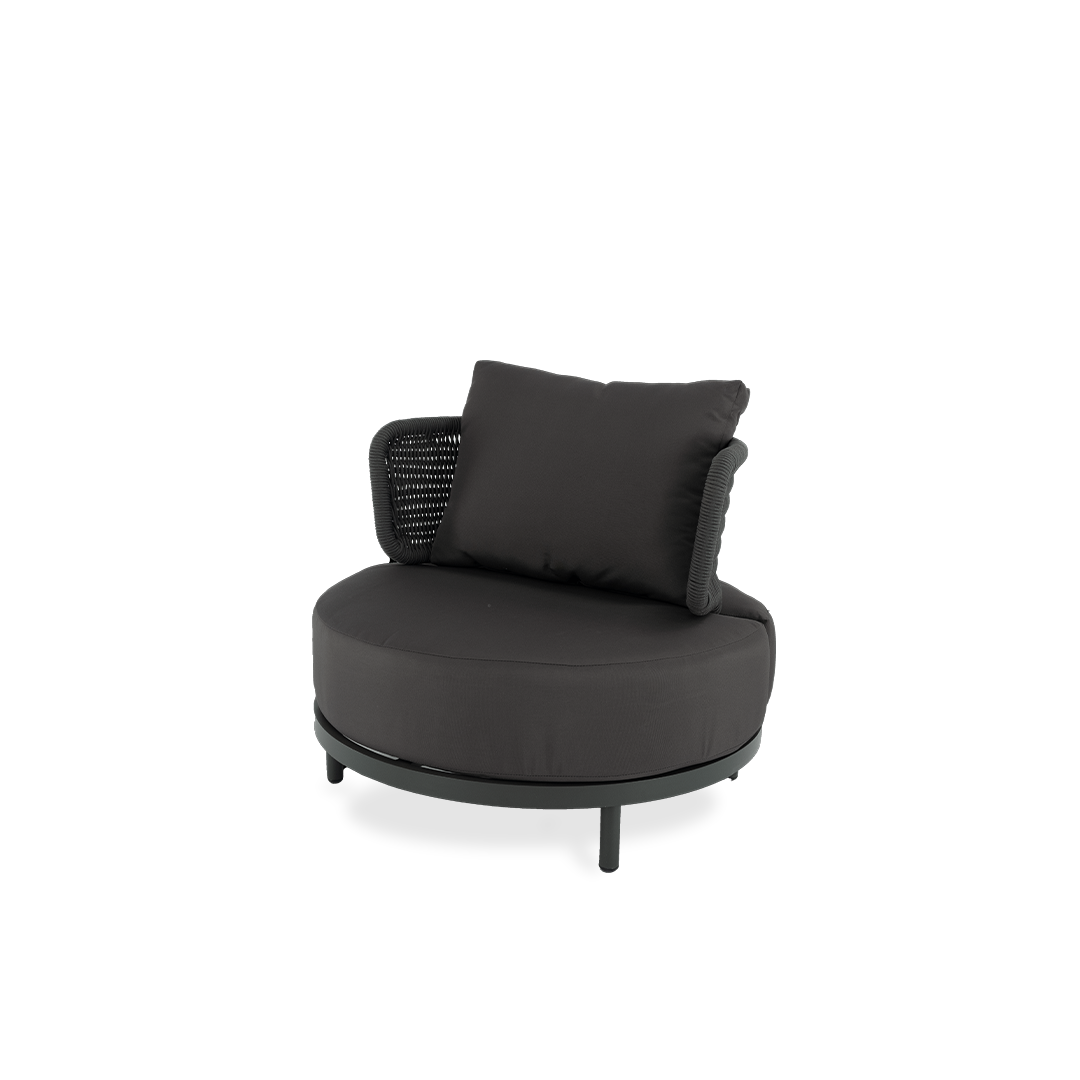 Cozy charcoal black round armchair