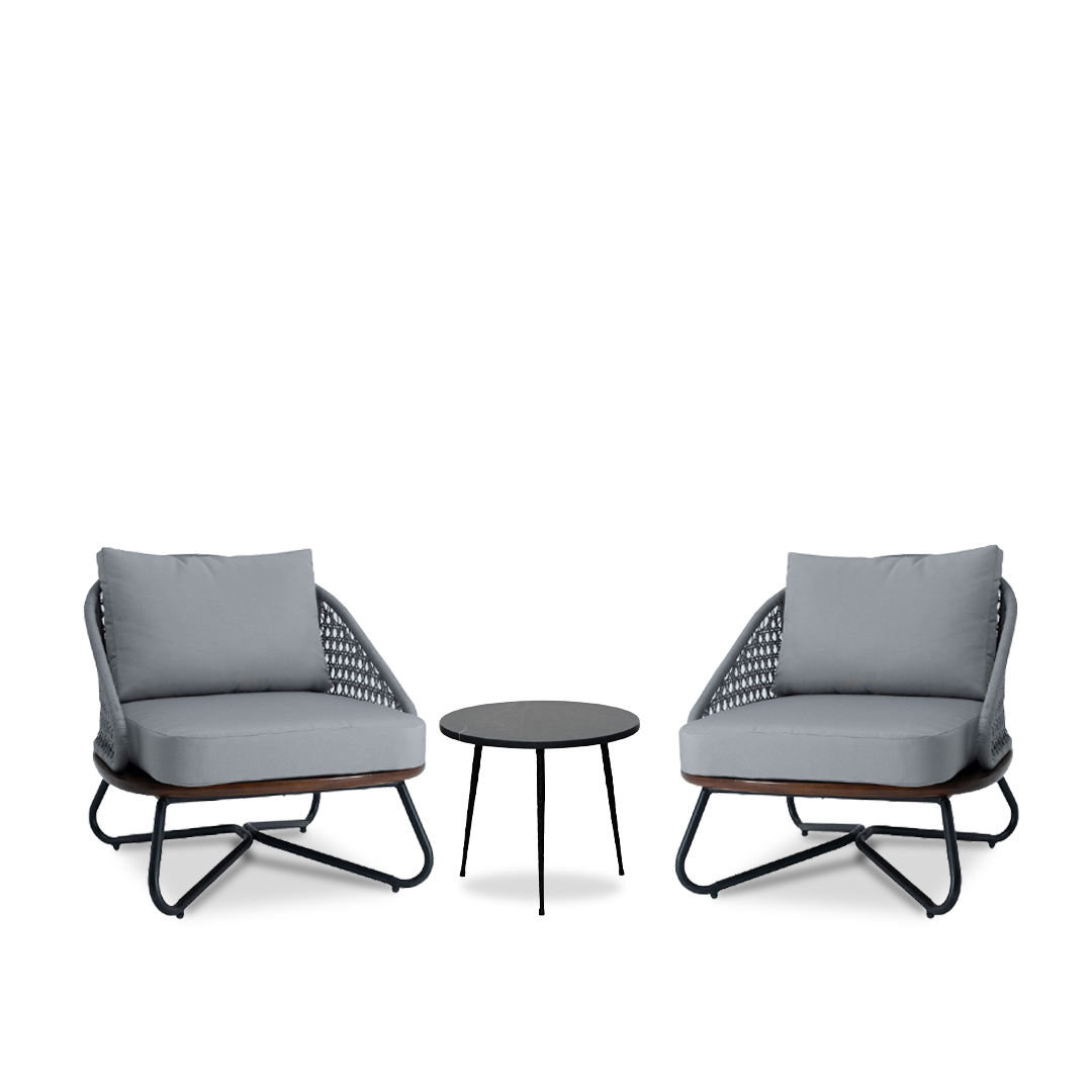 Aluminium and Wood Lounge set for 2