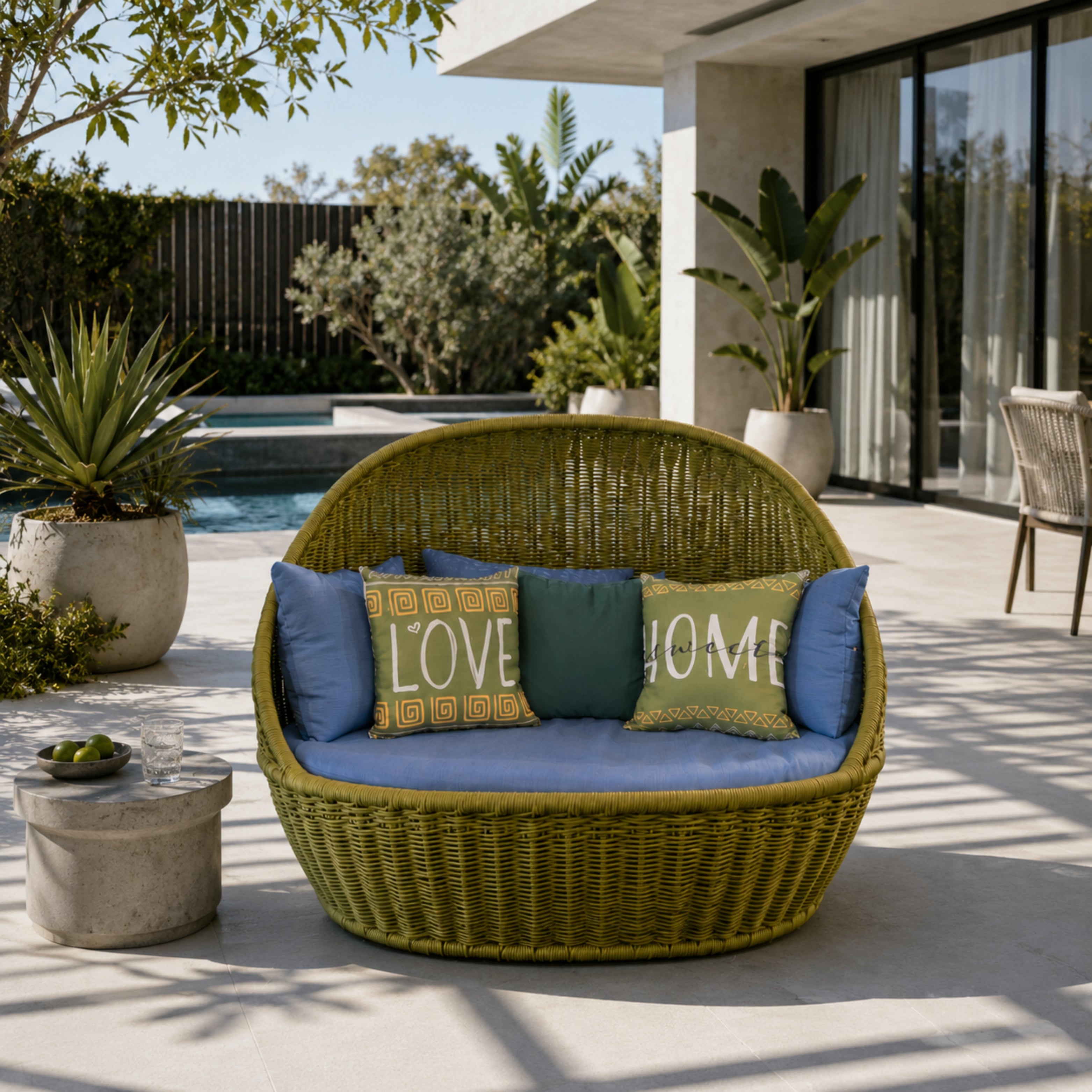 Aluminum Rope Outdoor Green Sofa