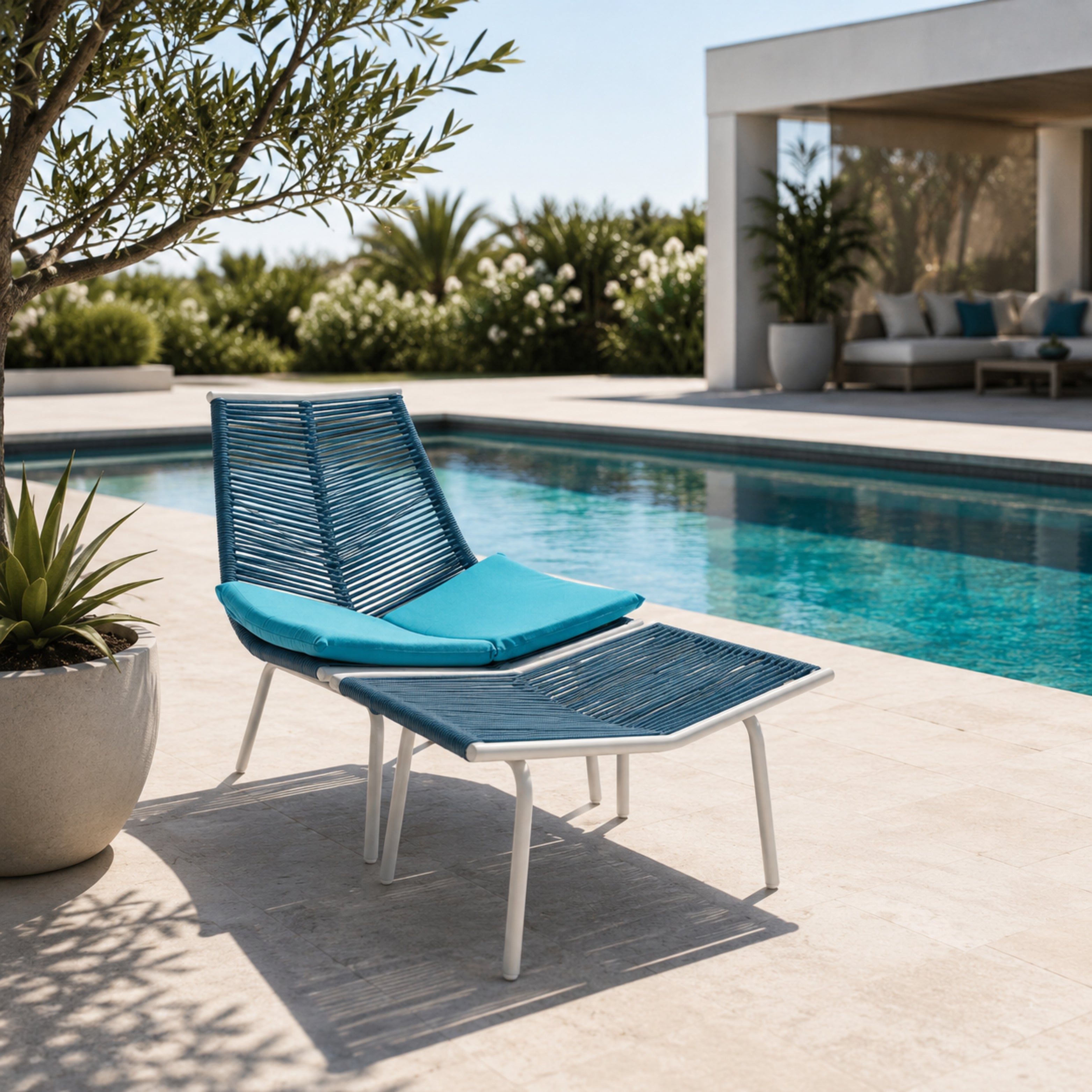 Blue chaise lounge