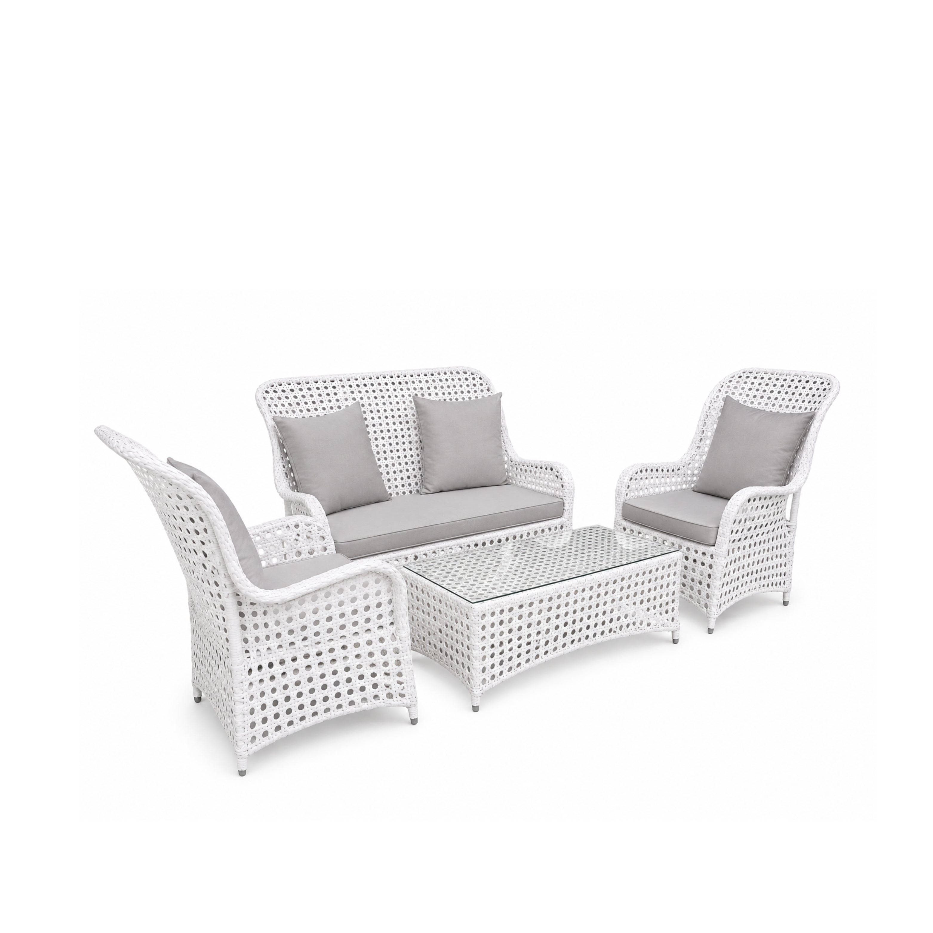 White rattan lounge set