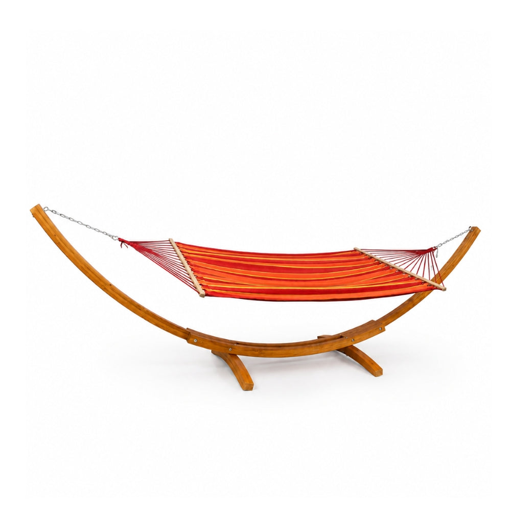 1-Person Hammock with Stand Set for Outside & Inside, Multi-colored Stripes