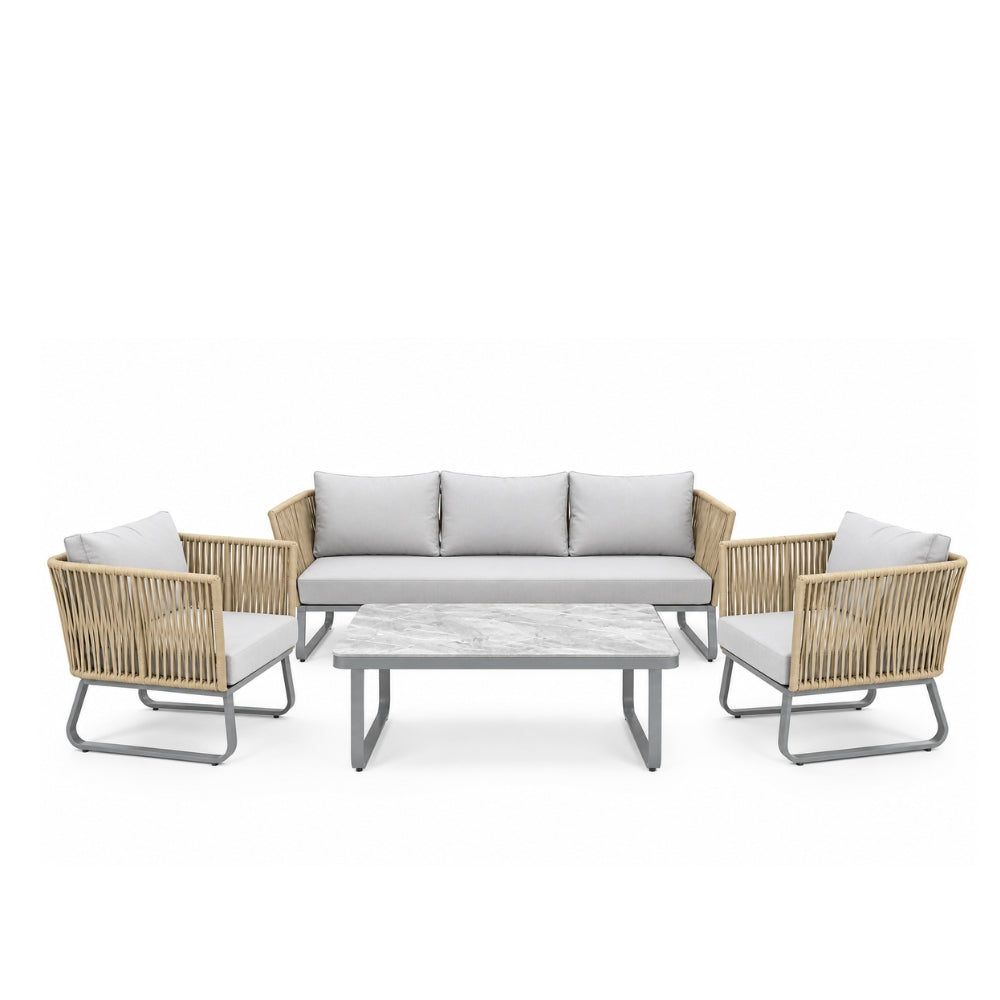 Beige Aluminium and Rope Lounge set