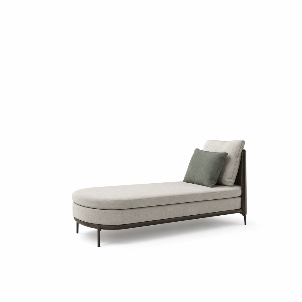 Outdoor Aluminum & Rope Chaise Lounge in Gray & Brown