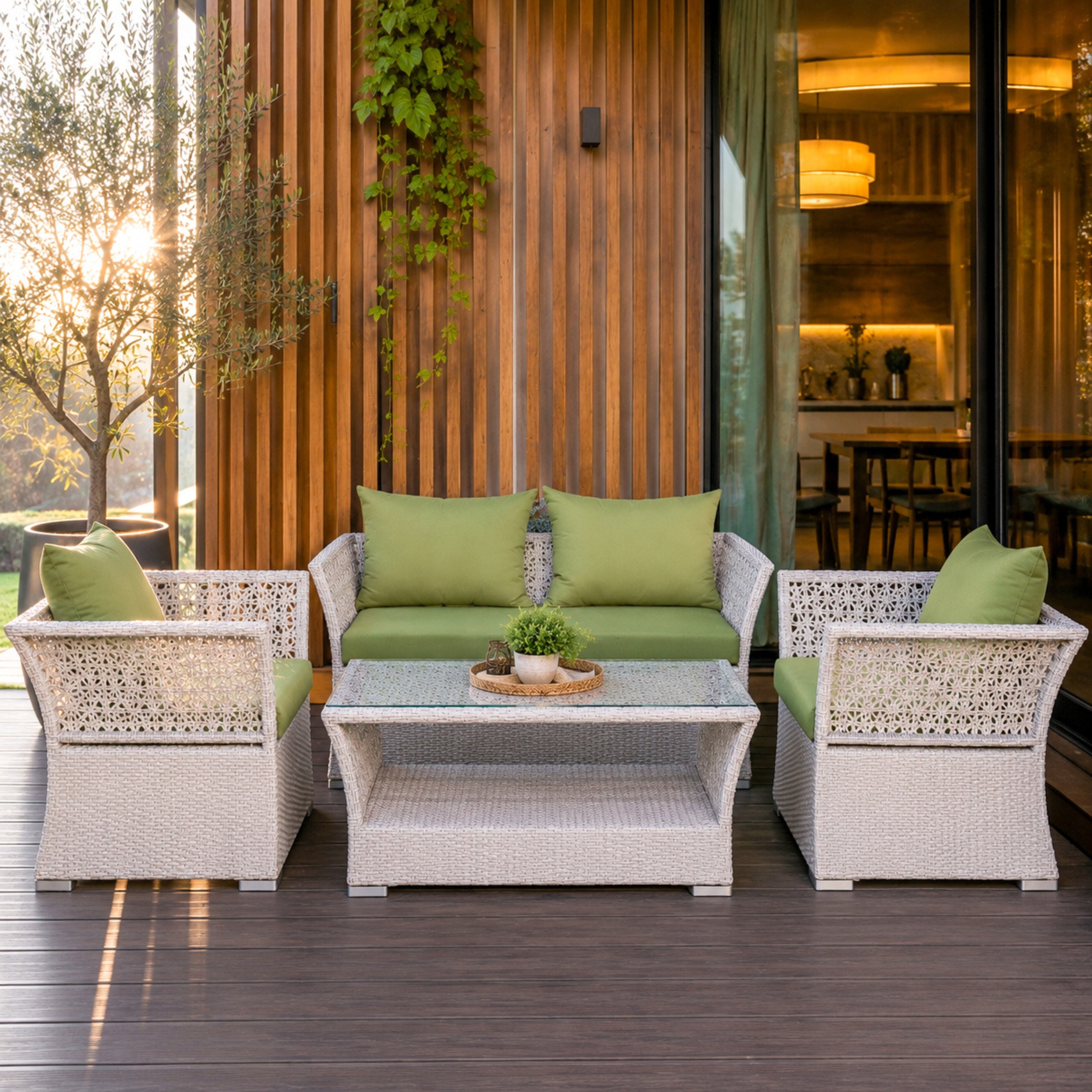White and green lounge set