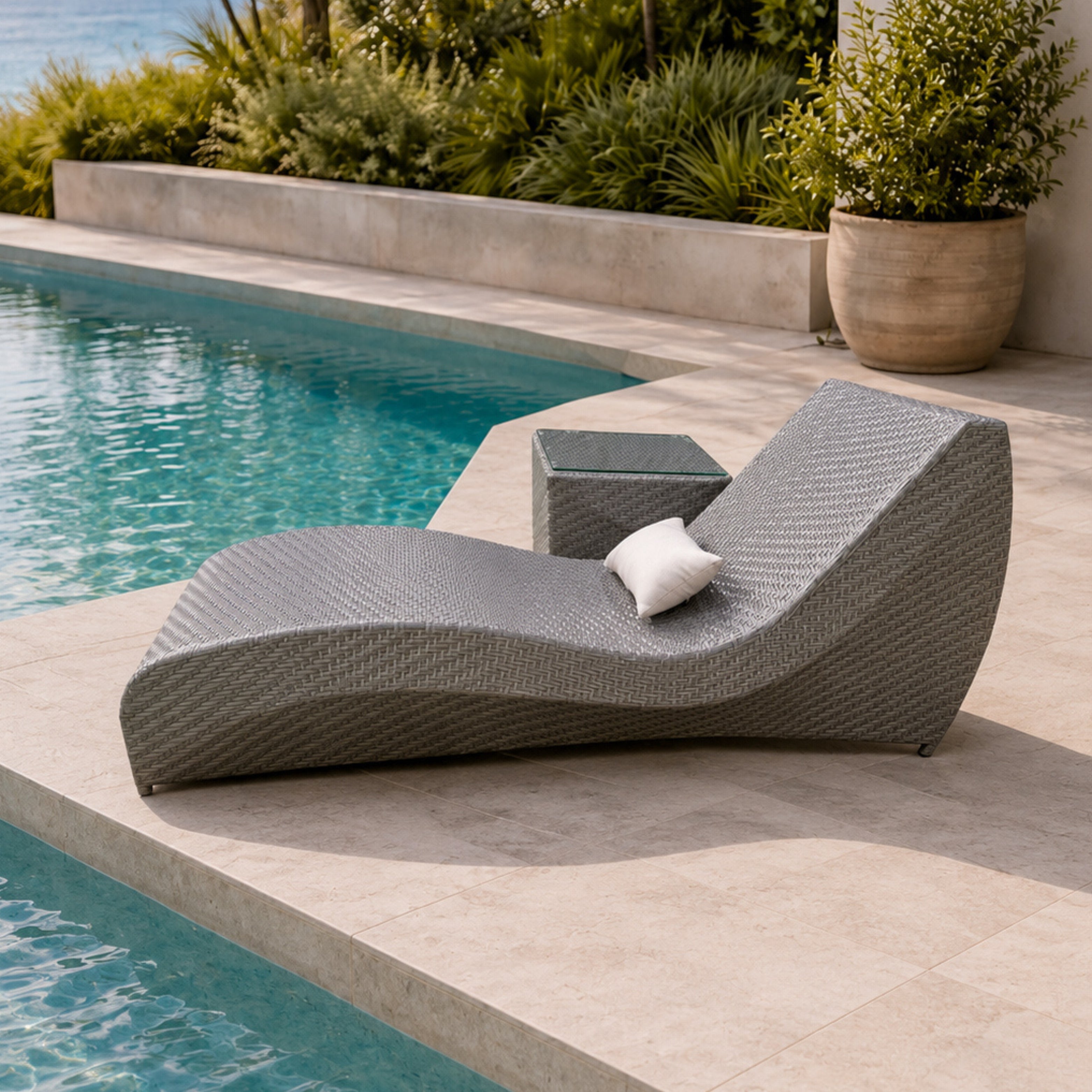 Rattan Sunbed with table