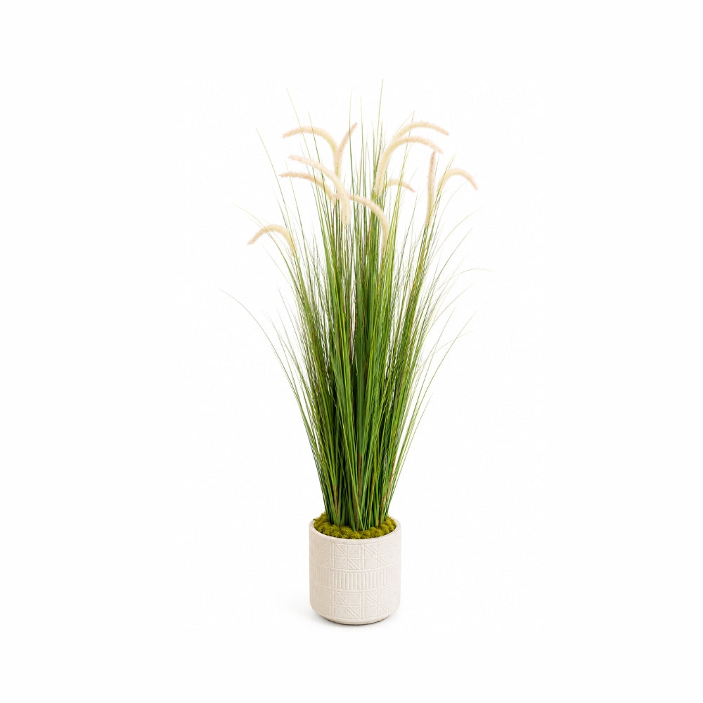Vickerman 58" Artificial Potted Green Grass and Cattails