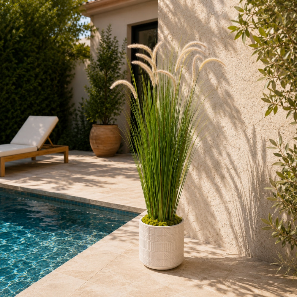 Vickerman 58" Artificial Potted Green Grass and Cattails