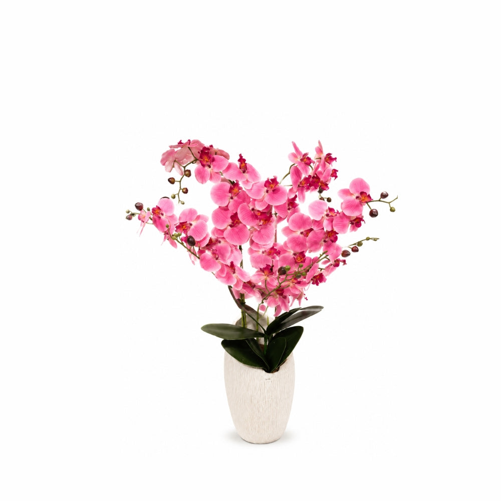ink Orchid with White Vase Silk Flowers Artificial Plant for Home Decor Kitchen Table Centerpieces
