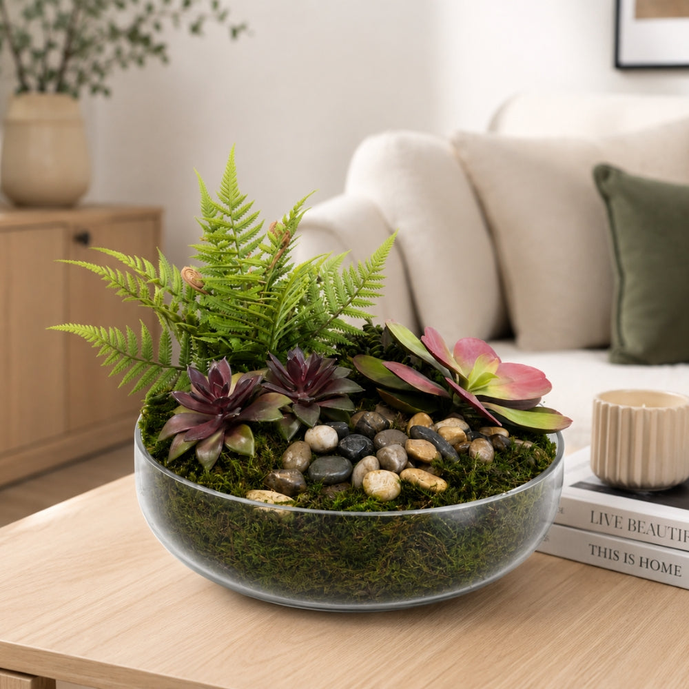 13.5" Sadie Bowl with Succulent Arrangement