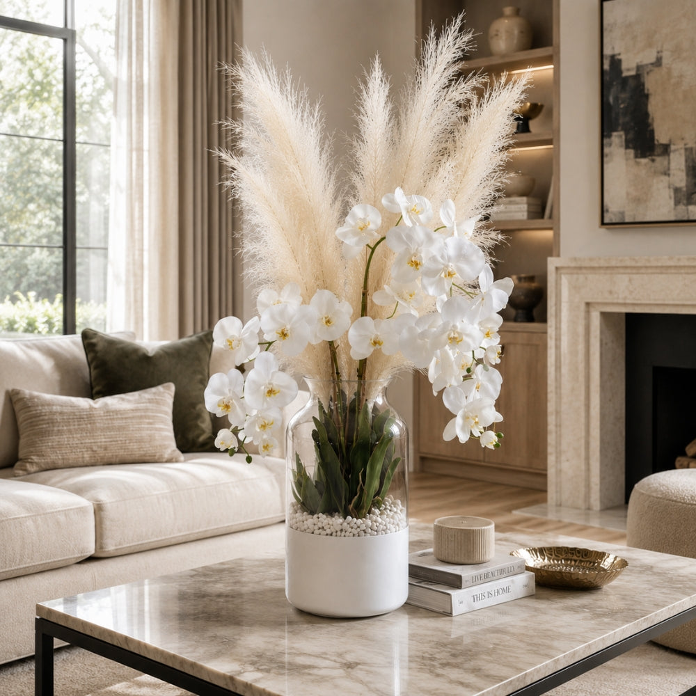 17.25" Poet Glass Vase with Orchid Arrangement