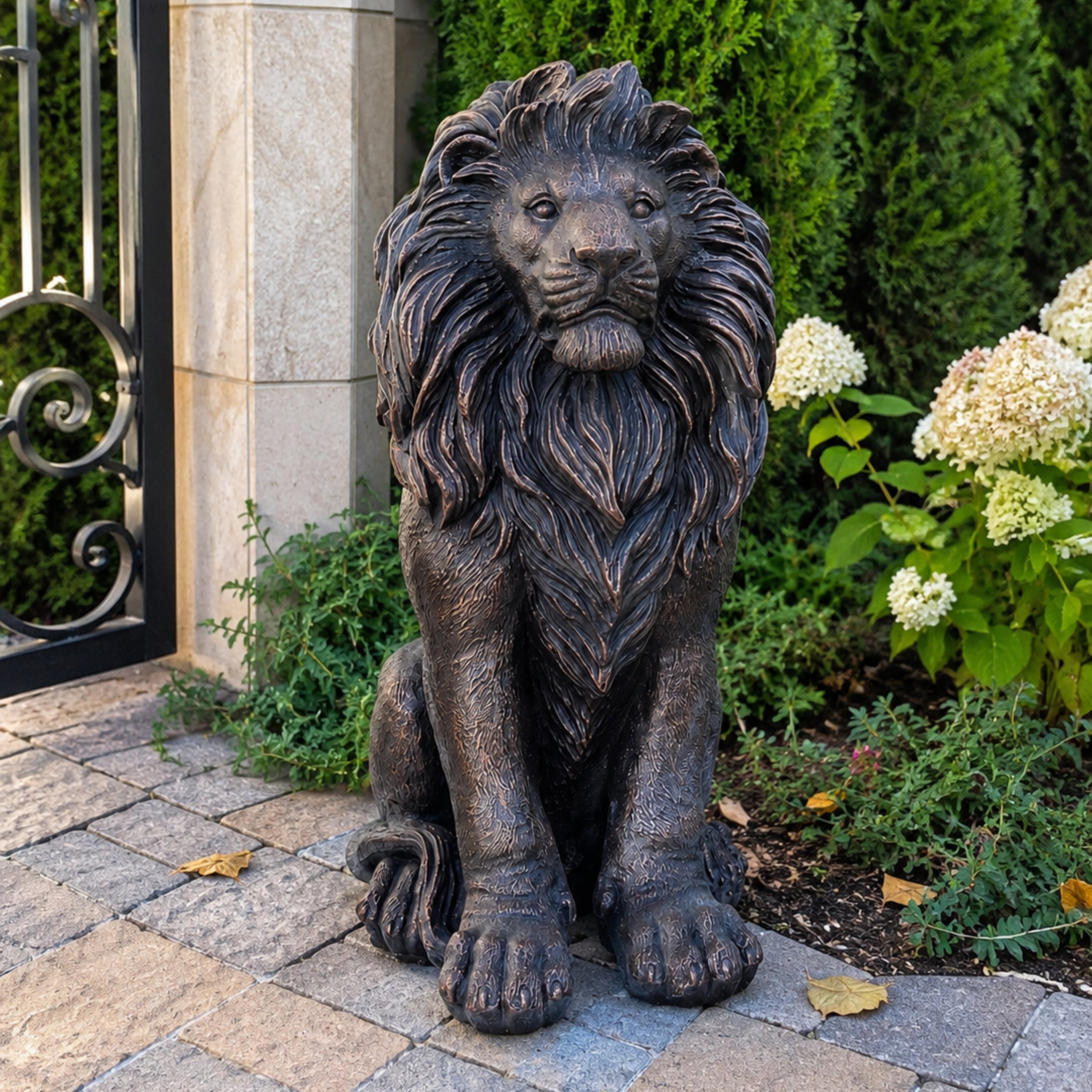 Bronze Lion Garden Statue