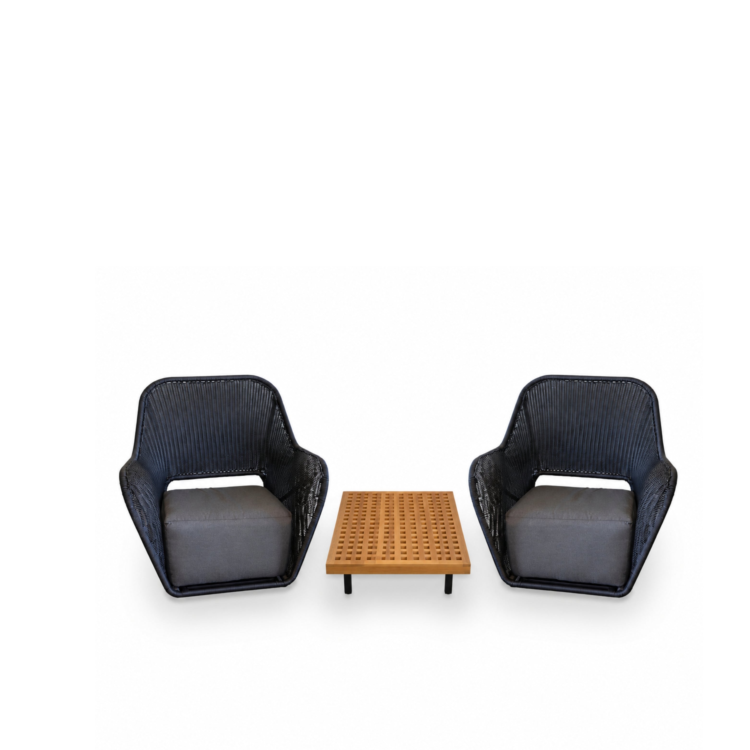 3-Piece Aluminum Lounge Set with Rattan