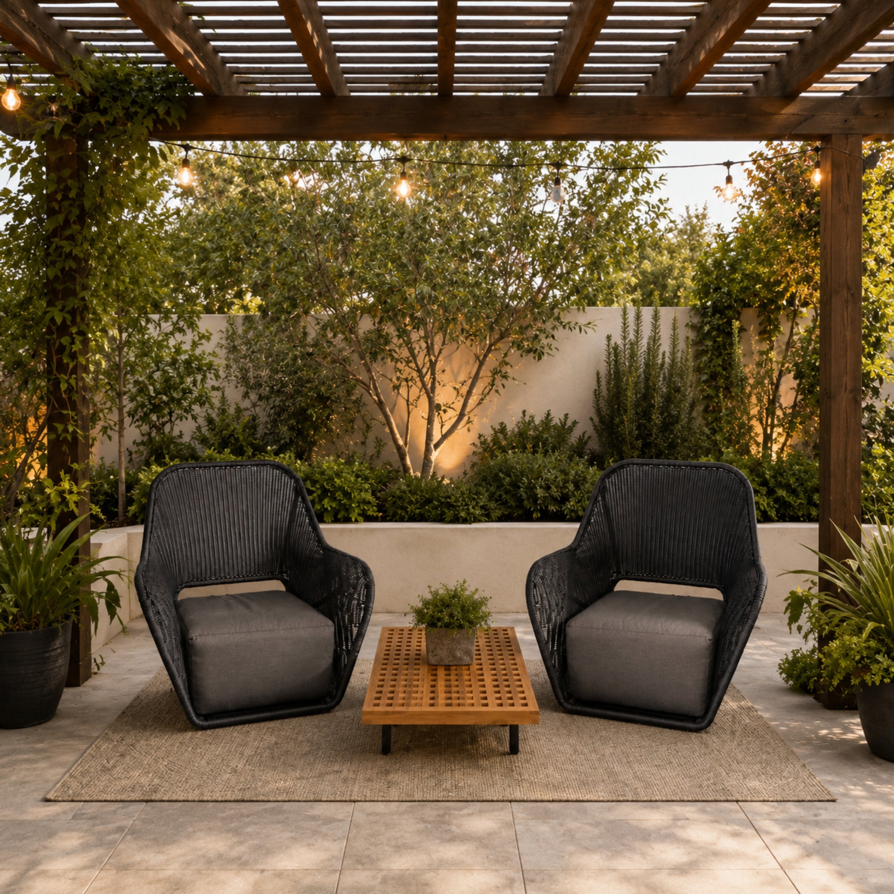 3-Piece Aluminum Lounge Set with Rattan