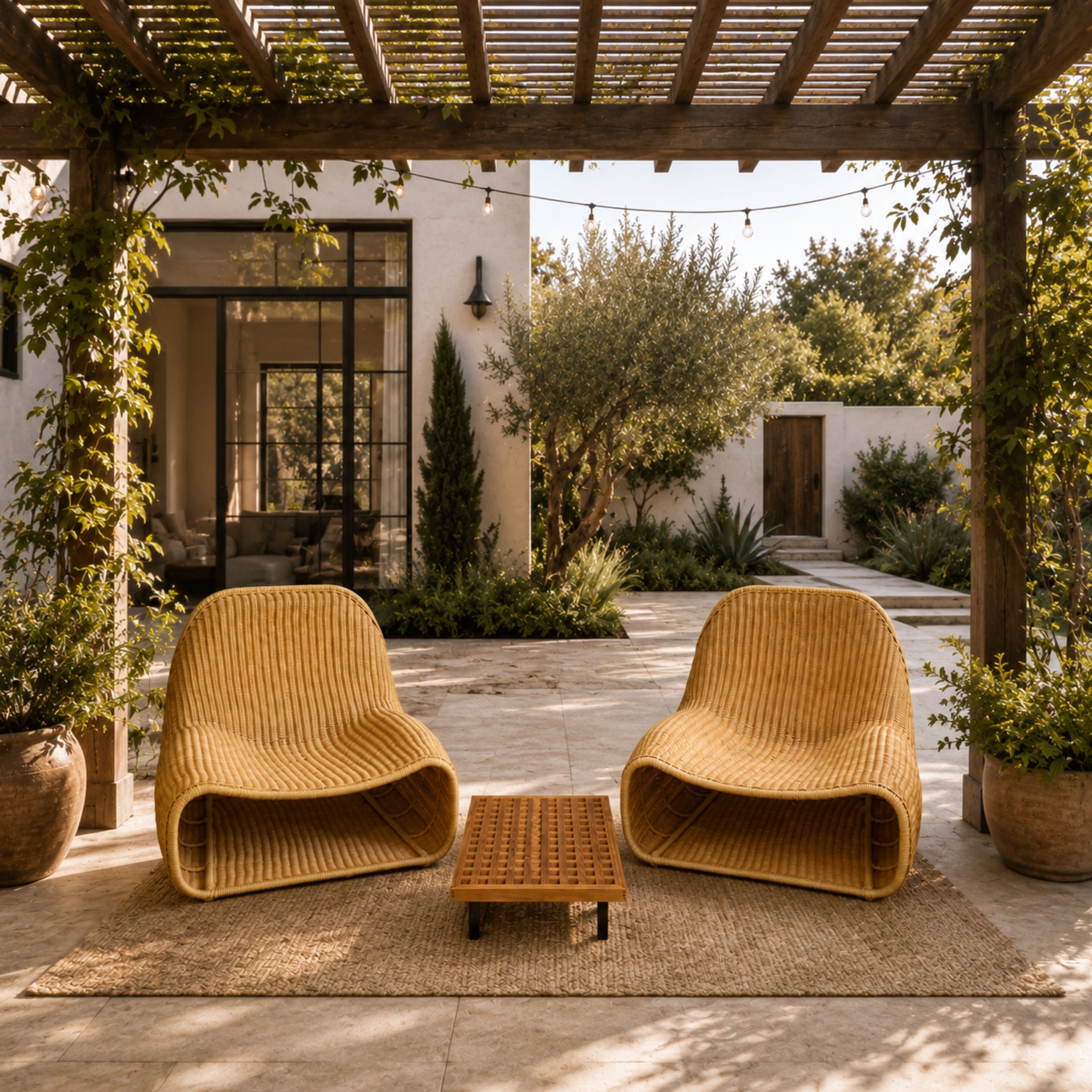 Aluminum Lounge Set with Table, Outdoor Rattan