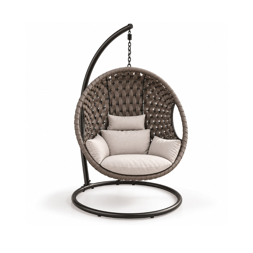Luxury Woven Egg Hanging Chair with Stand – Outdoor Patio Lounge Chair
