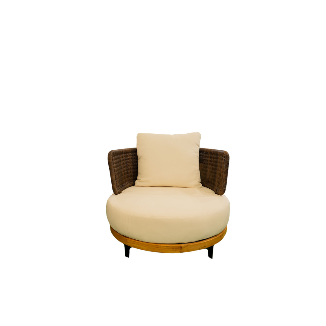 White and wood armchair