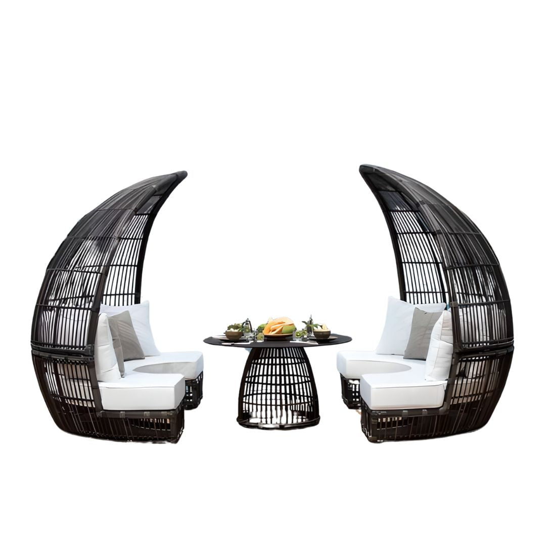 Cabana Set With Glass Table And Cushions