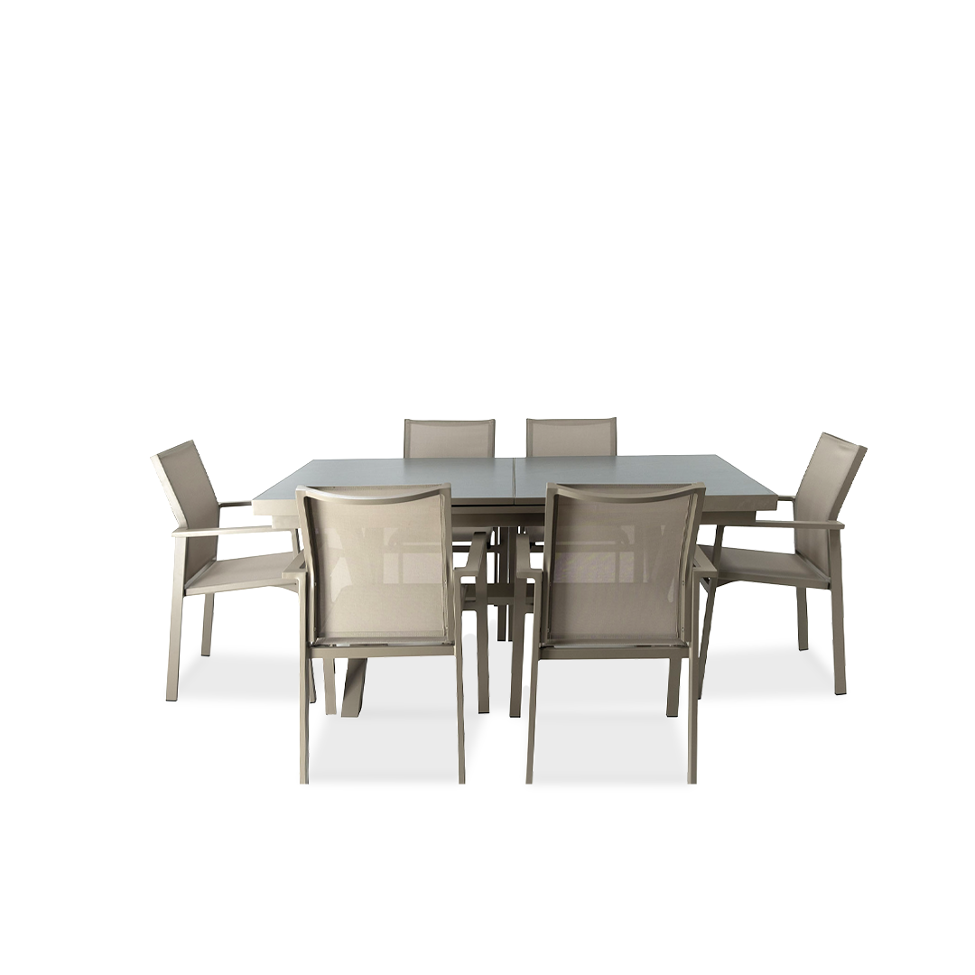 Dining set with extendable dining table and 6 chairs