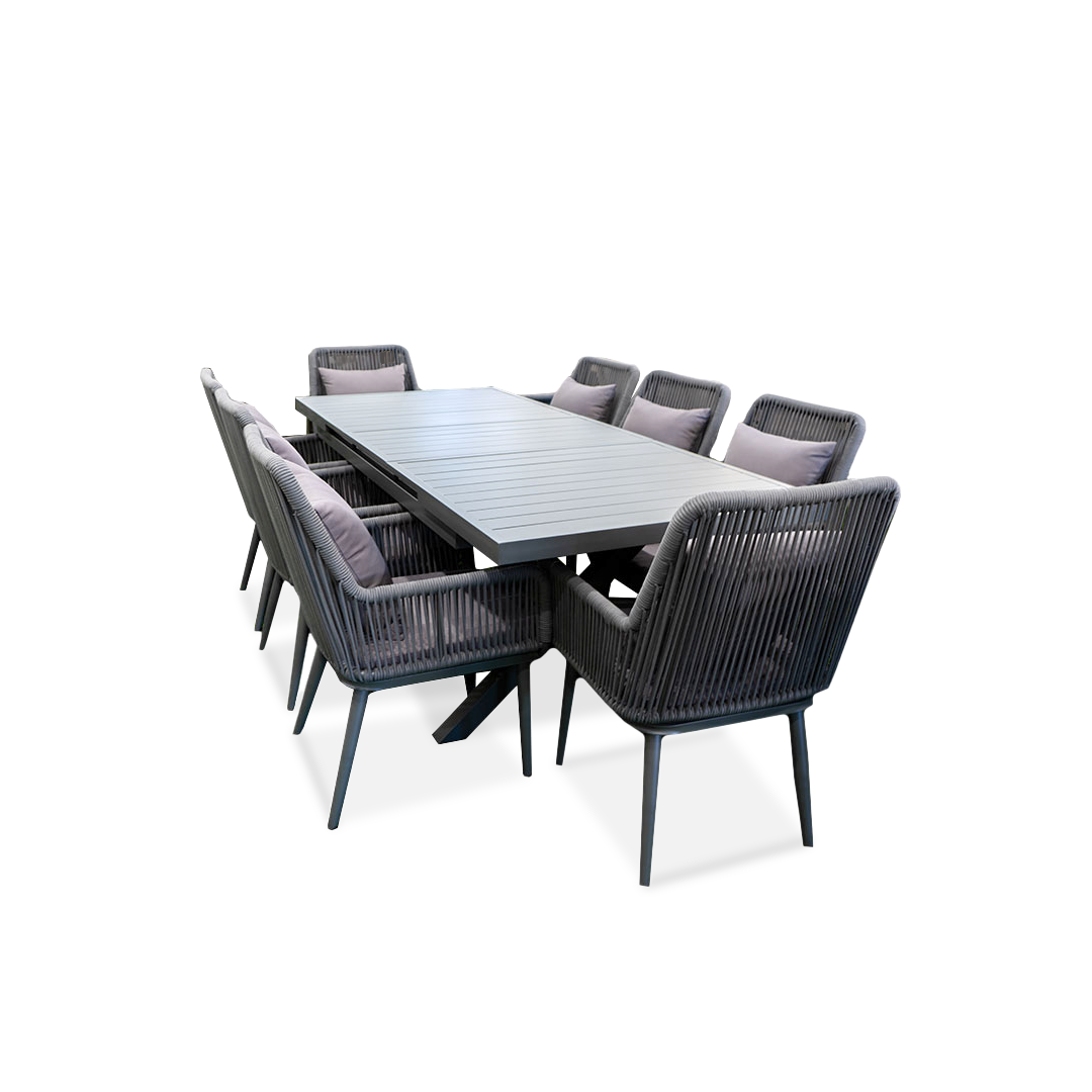 Black aluminium dining set