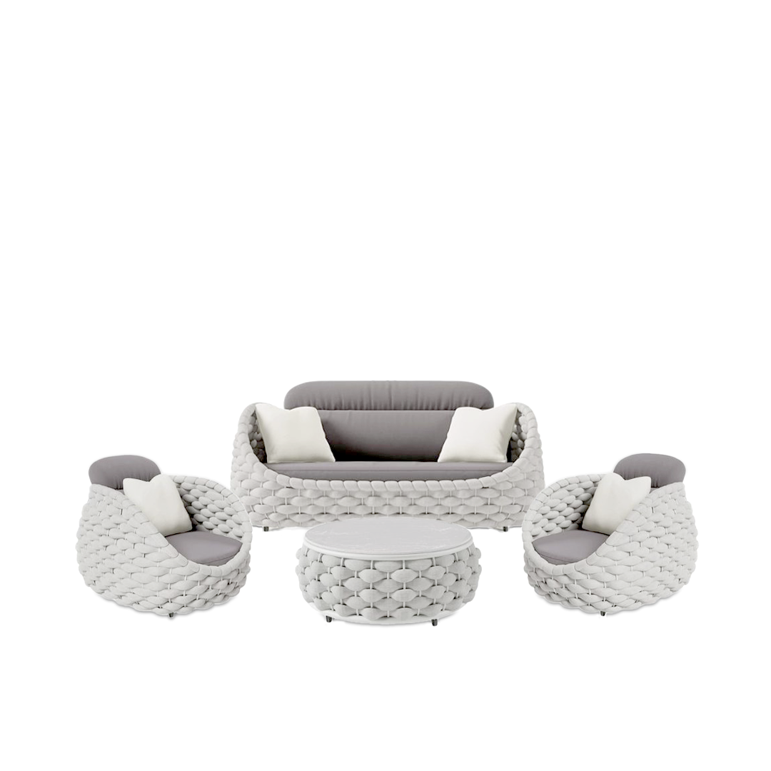 Woven Rope Grey Outdoor Lounge Set