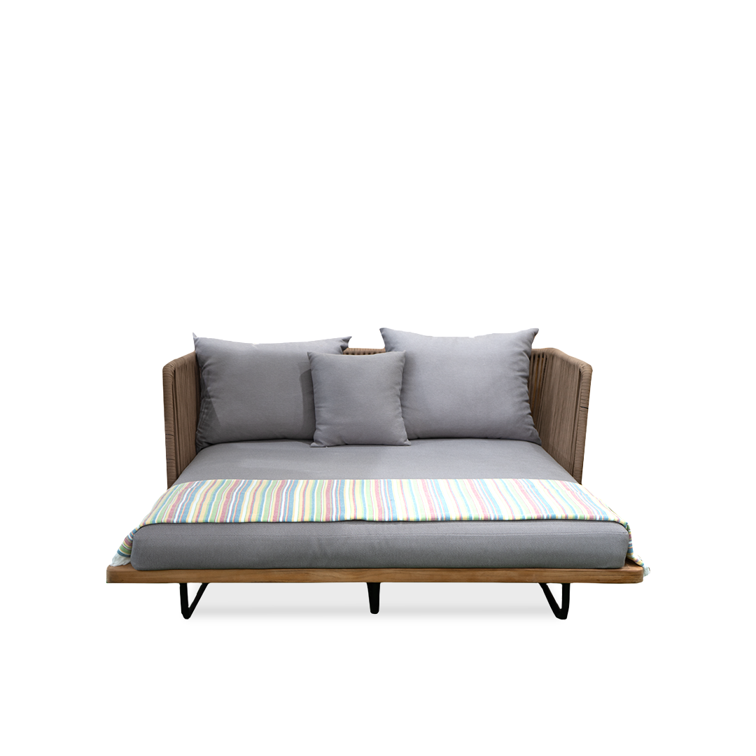 Grey Daybed with Aluminum, Wood, and Rope