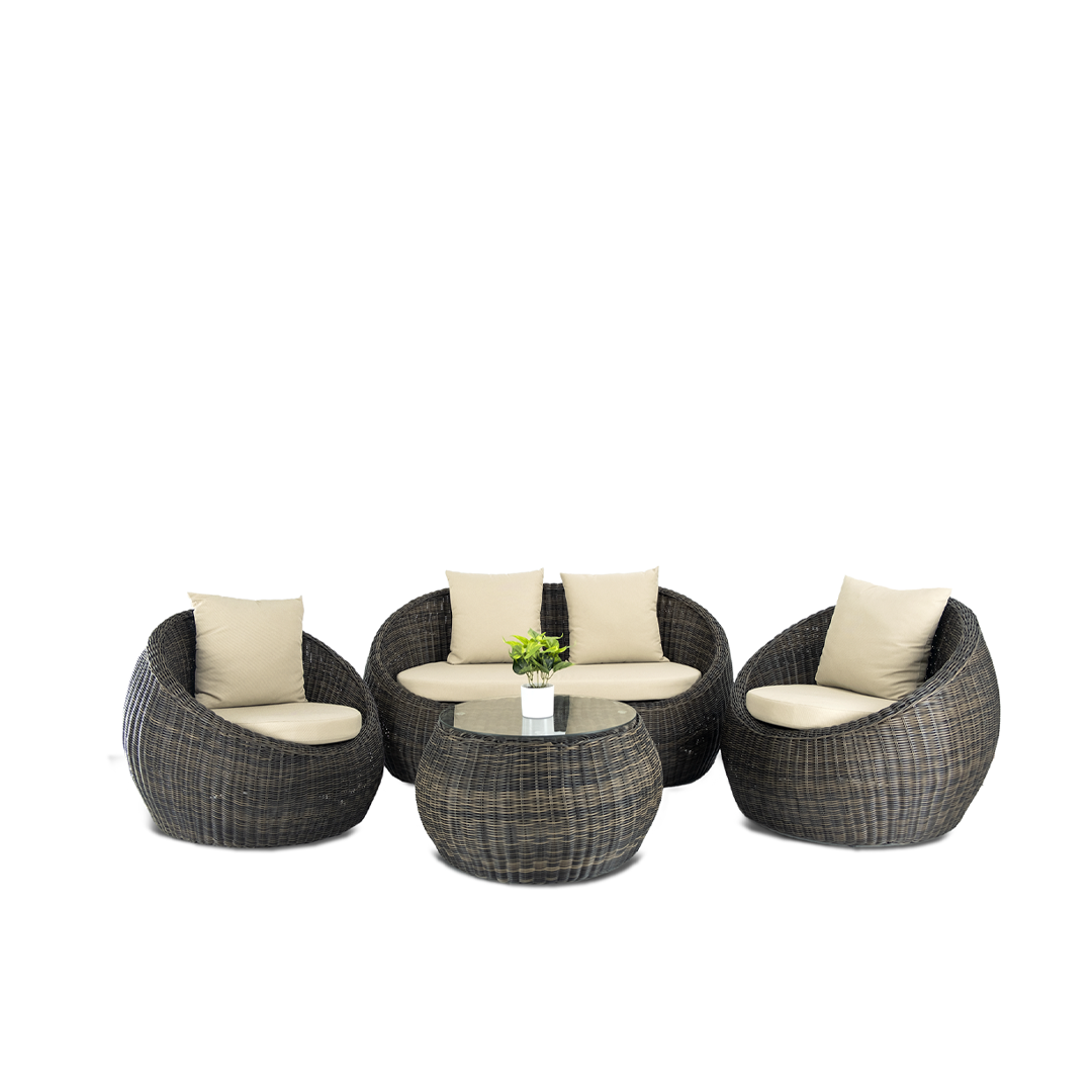 Brown wicker lounge set